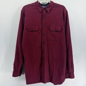 Vintage Polo Ralph Lauren Men’s Red Black Plaid Button Up Shirt Large Gorpcore